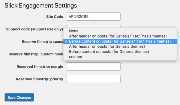 Slickstream plugin CLS settings